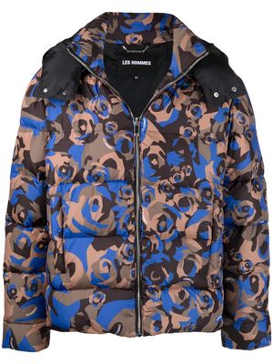 Les Hommes graphic-print padded coat - Green