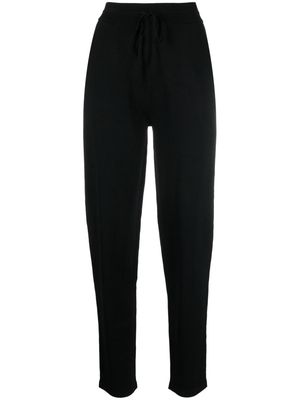 12 STOREEZ knitted drawstring tapered trousers - Black