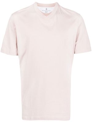 Brunello Cucinelli V-neck cotton T-shirt - Pink