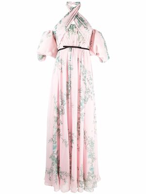 Giambattista Valli botanical-print off-shoulder dress - Pink