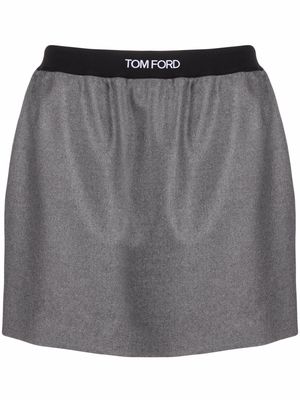 TOM FORD logo-waistband miniskirt - Grey