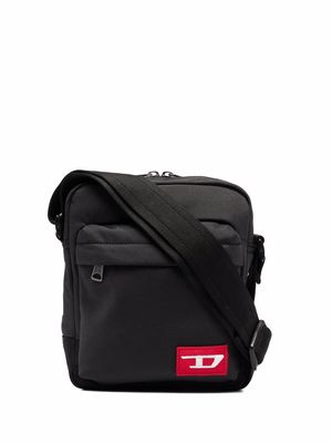 Diesel logo-patch messenger bag - Black