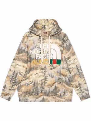 Gucci x The North Face logo-print cotton hoodie - Green