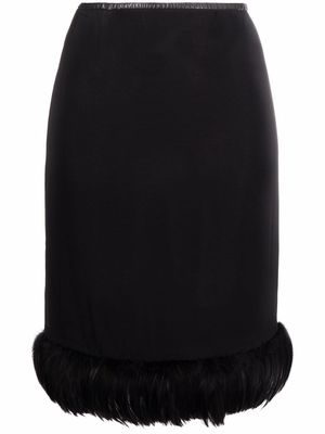 Saint Laurent feather-trim silk skirt - Black