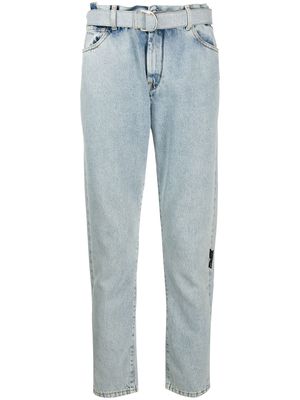 Off-White bleached-effect slim-fit jeans - Blue