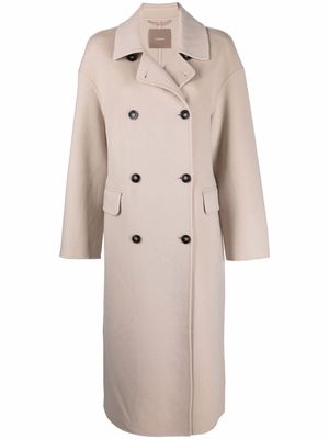 12 STOREEZ double-breasted mid-length coat - Neutrals