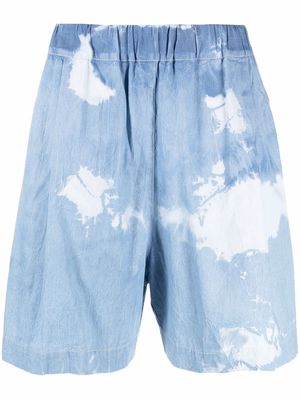 Laneus tie dye-print elasticated shorts - Blue