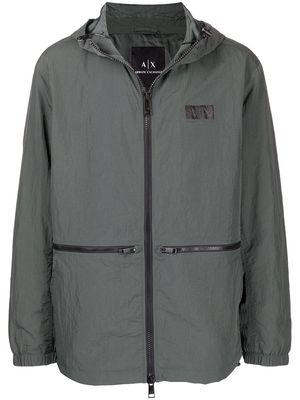 Armani Exchange logo-print zip-up jacket - Grey
