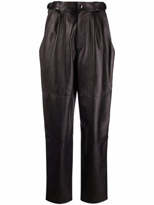 Isabel Marant straight leg leather trousers - Black