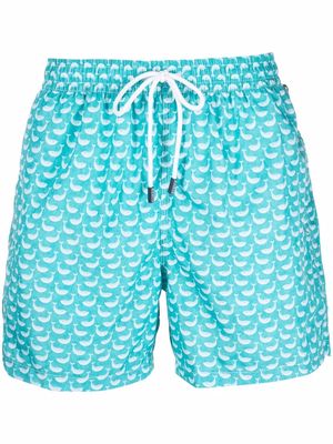 Fedeli whale-print swim shorts - Green