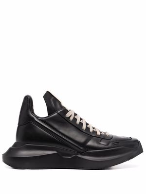 Rick Owens polished-finish lace-up sneakers - Black