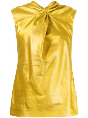 Jil Sander twisted front sleeveless blouse - Yellow
