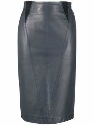Alaïa Pre-Owned 1980s high-waisted leather pencil skirt - Grey