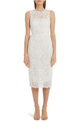 Dolce & Gabbana Sleeveless Lace Midi Sheath Dress in White