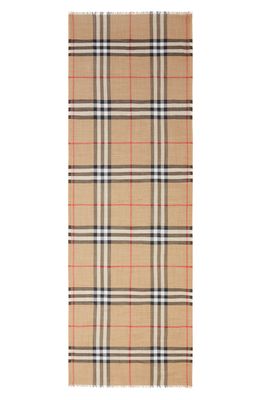 Burberry Giant Check Print Wool & Silk Scarf in Archive Beige