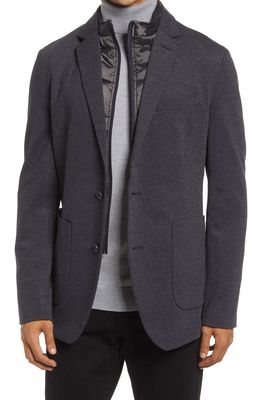 Nordstrom Tech-Smart Trim Fit Sport Coat with Quilted Bib in Black Spacedye Dot