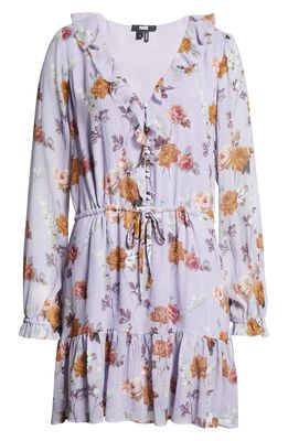 PAIGE Anjelina Floral Print Long Sleeve Silk Dress in Lavender Multi