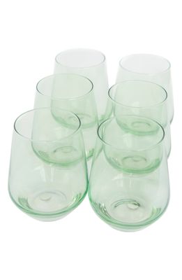 Estelle Colored Glass Set of 6 Stemless Wineglasses in Mint Green