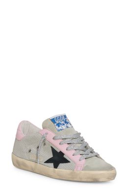 Golden Goose Super-Star Low Top Sneaker in Silver/Black/Baby Pink