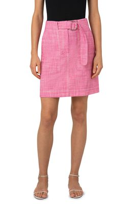 Akris punto Belted Stretch Cotton Miniskirt in Hot Pink