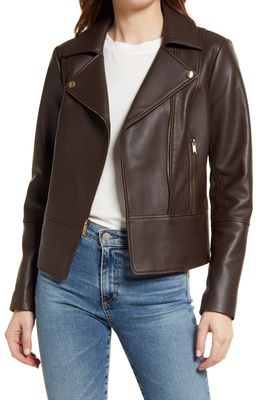 Sam Edelman Peplum Back Leather Jacket in Brown