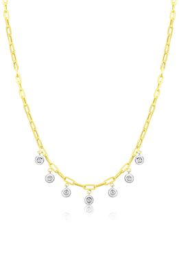 Meira T Bezel Diamond Paper Clip Necklace in Yellow