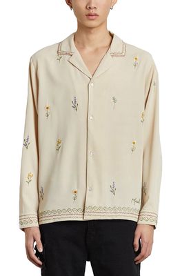 Profound Daisey Embroidered Button-Up Shirt in Cream