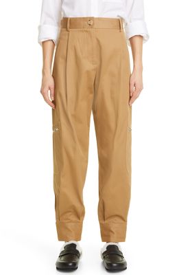 JW Anderson Balloon Hem Cotton Twill Cargo Trousers in Tobacco