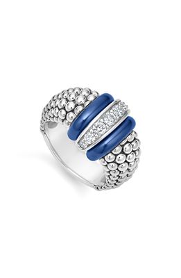 LAGOS Large Blue Caviar Diamond Link Ring in Ultramarine