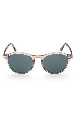 Tom Ford 52mm Polarized Round Sunglasses in Beige/Blue