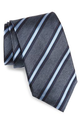 Canali Stripe Silk Tie in Light Blue