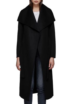 Mackage Mai Long Wool Wrap Coat in Black
