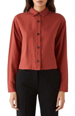 Frank And Oak Boxy Button-Up Shirt in Barn Red