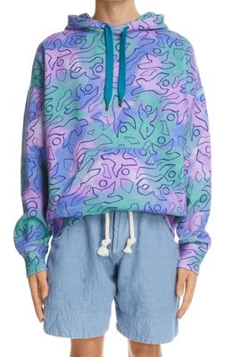 Isabel Marant Viley Cotton Blend Graphic Hoodie in Green