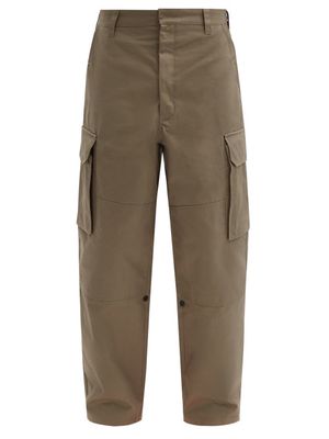 Loewe - Panelled Cotton-twill Cargo Trousers - Mens - Green