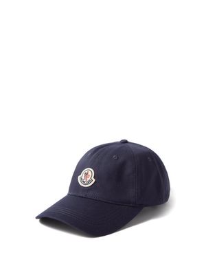 Moncler - Logo-patch Cotton-canvas Baseball Cap - Mens - Navy