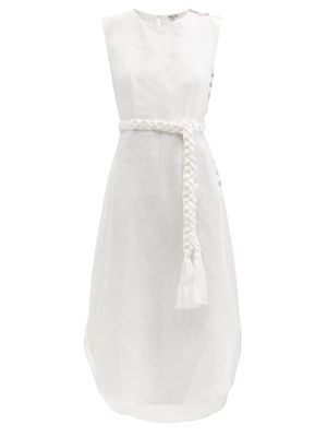 Belize - Corinne Braided-belt Linen Dress - Womens - Ivory