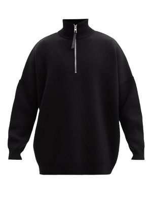 Loewe - Anagram-jacquard Zipped Wool Sweater - Mens - Black