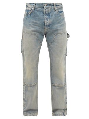 Amiri - Carpenter Panelled Straight-leg Jeans - Mens - Light Blue