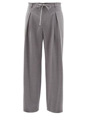 The Row - Davian Pleated Flannel Trousers - Mens - Grey