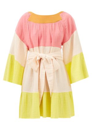 Anaak - Talitha Colour-block Crinkle-cotton Dress - Womens - Multi