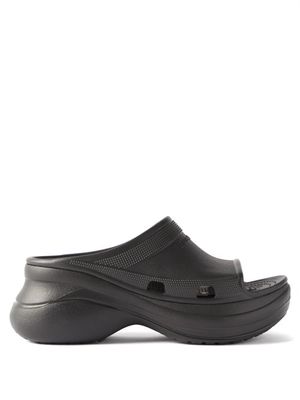 Balenciaga - X Crocs Moulded-rubber Platform Slides - Mens - Black
