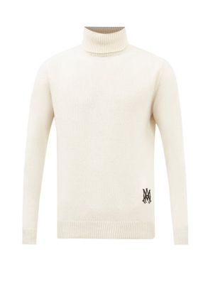 Amiri - Logo-embroidered Roll-neck Cashmere Sweater - Mens - Ivory