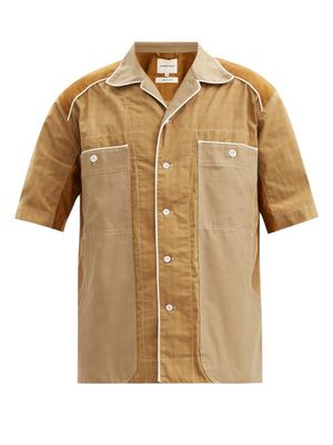 Nicholas Daley - Patchwork Check Cotton Bowling Shirt - Mens - Brown Multi