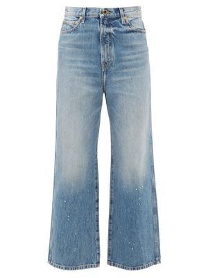 Khaite - Jordan Splatter-print Flared Jeans - Womens - Blue