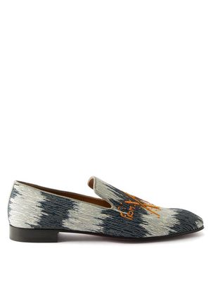 Christian Louboutin - Dandelion Logo-embroidered Cotton-canvas Loafers - Mens - Navy White