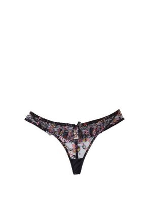 Agent Provocateur - Leisha Floral-embroidered Tulle Thong - Womens - Black