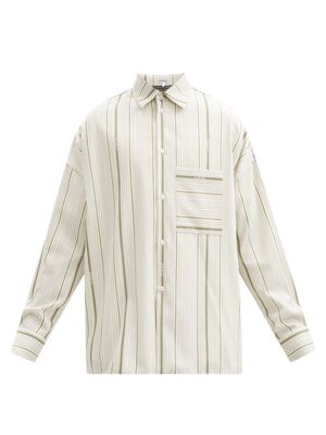 Loewe - Striped Wool-blend Flannel Shirt - Mens - Beige