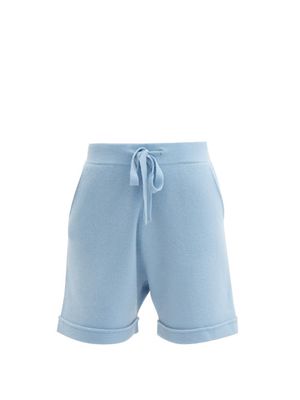 Allude - Drawstring Cashmere Shorts - Womens - Light Blue