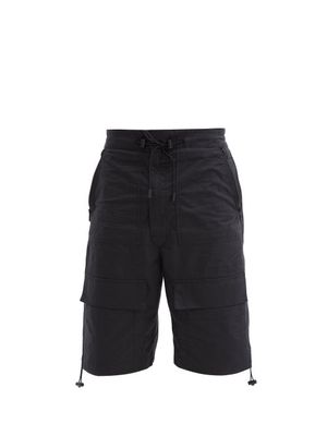 Loewe - Drawstring Cargo-pocket Cotton Bermuda Shorts - Mens - Black